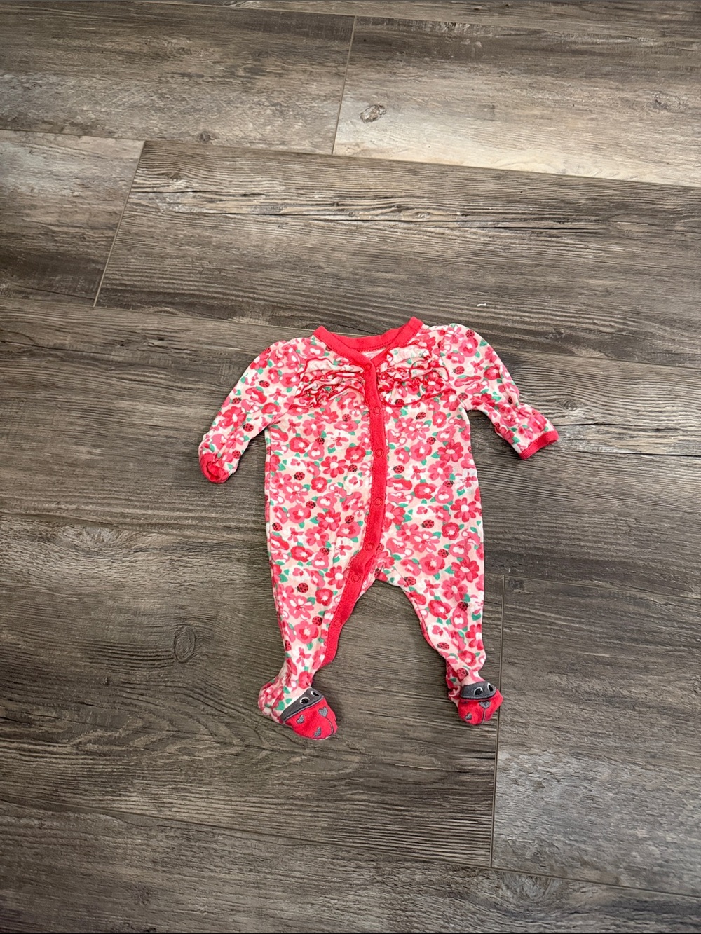 Place Baby Floral Footed One-Piece Sleeper - Pink Floral